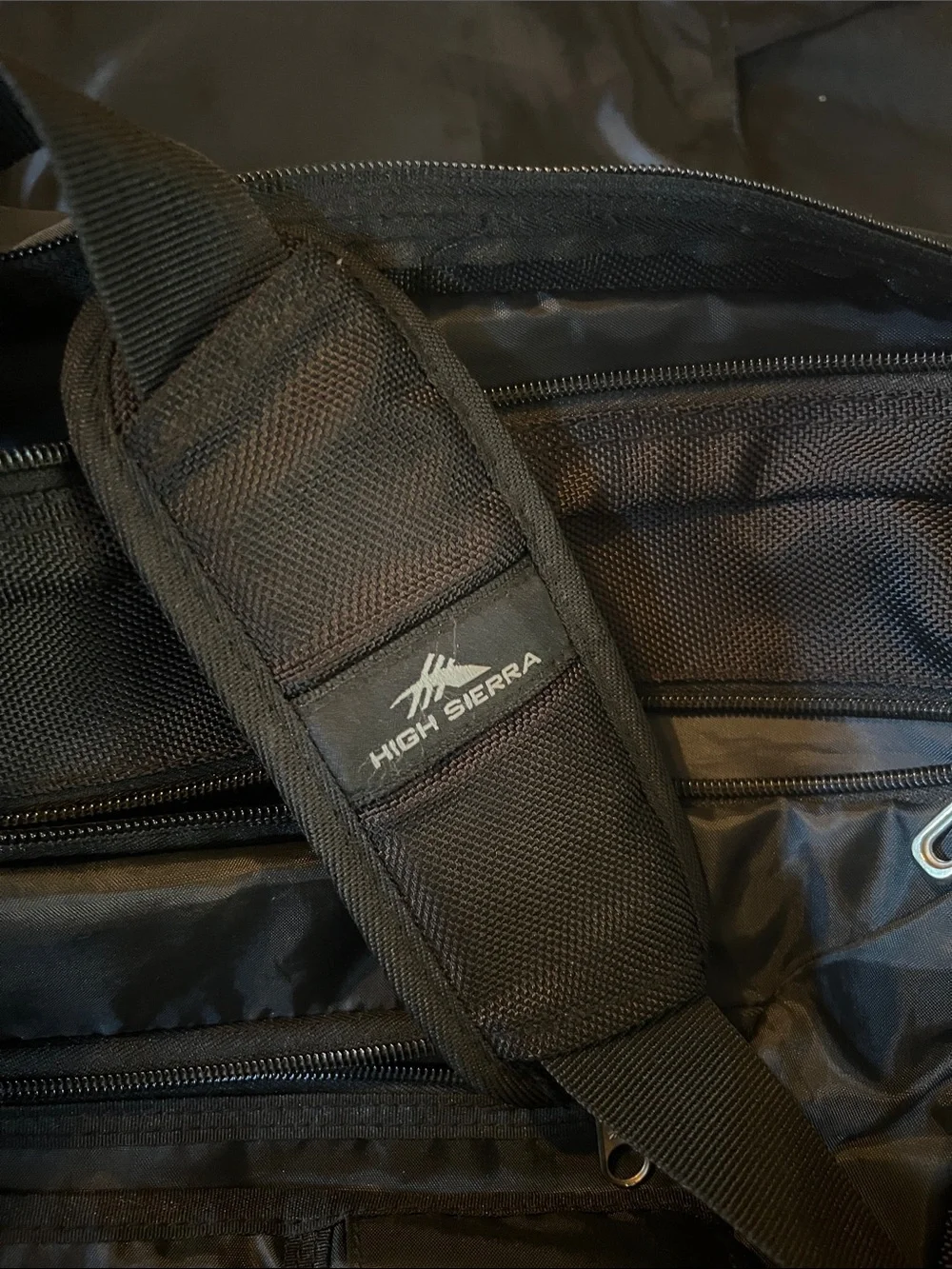 High Sierra Black Laptop Bag Silver Logo Embroidery